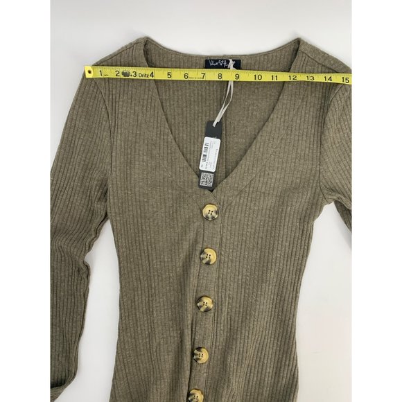 NWT Velvet Heart - Brown/Green ribbed fit & flare sweater dress Size XS - Picture 5 of 9